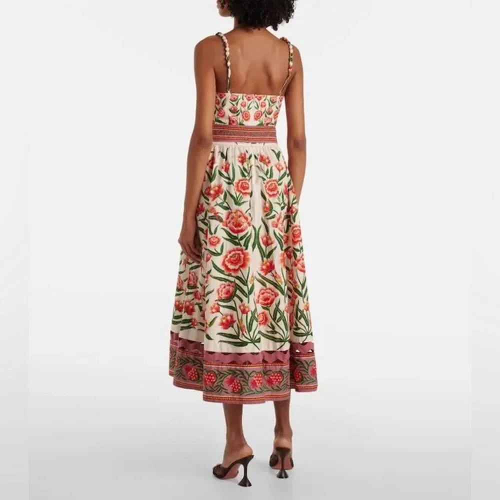 FARM RIO Printed Cotton Midi Dress - White - Picture 5 of 13